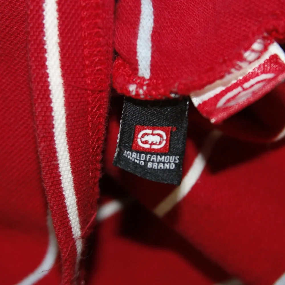 Ecko Unltd Kids Red Striped Short Sleeve‎ Polo Shirt Size Large Y2K Retro